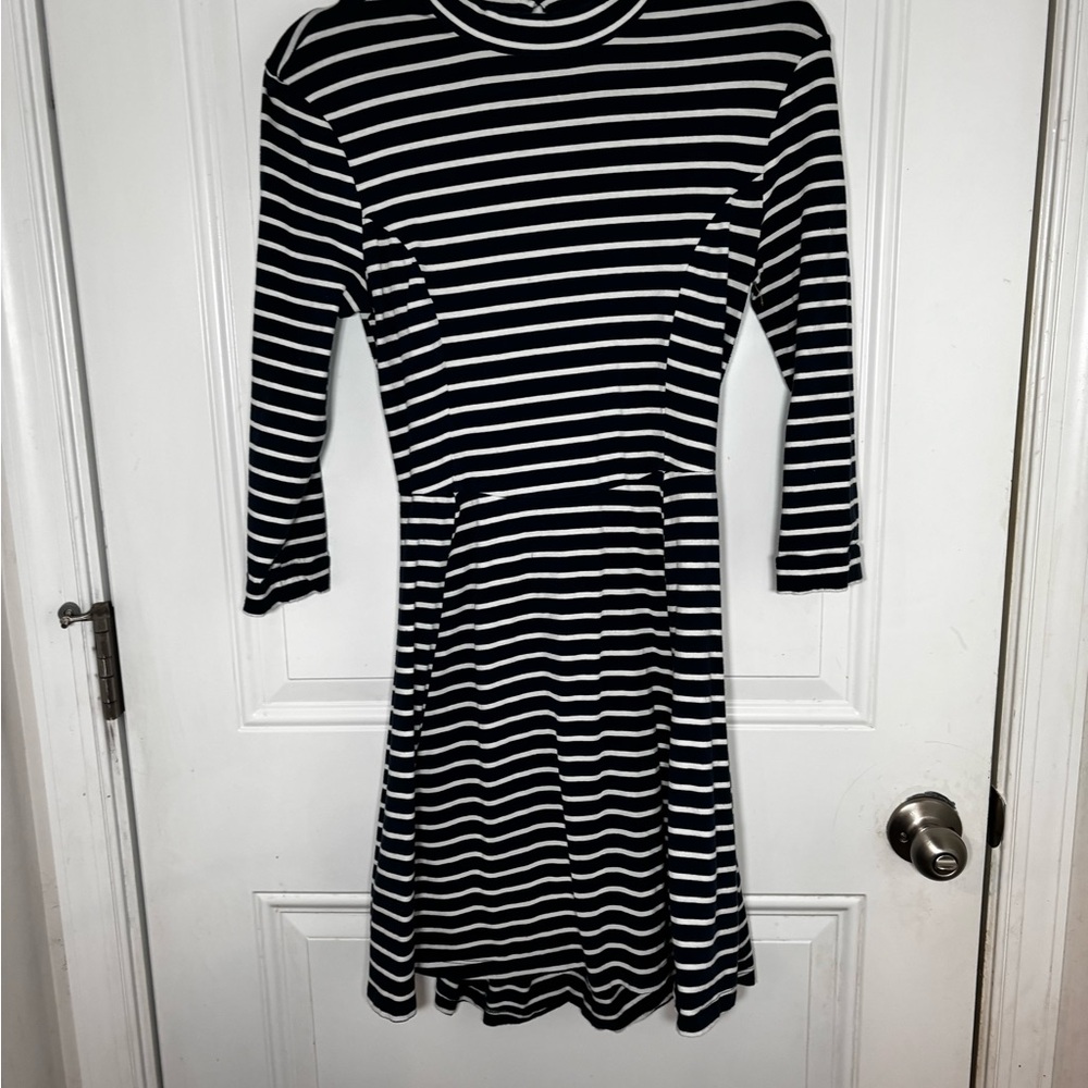 Hollister Blue and White Striped Long Sleeve Dress